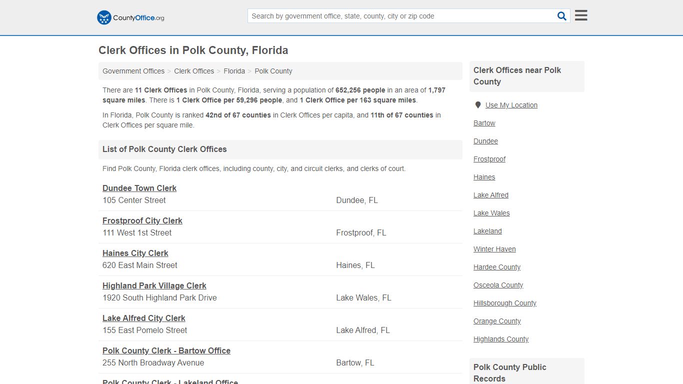 Clerk Offices - Polk County, FL (County & Court Records)